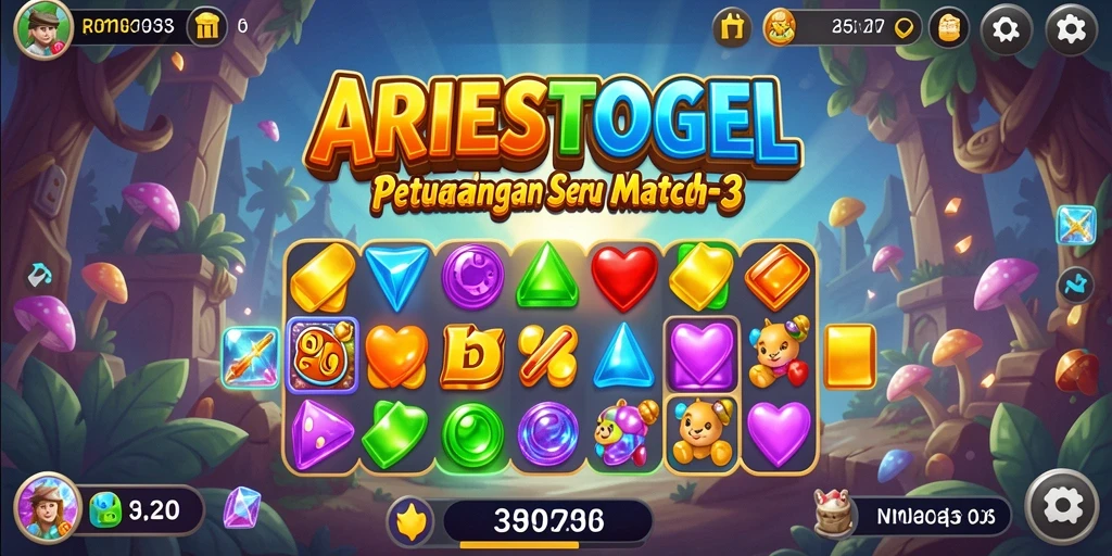 Tampilan gameplay ARIESTOGEL dalam aksi Match-3 yang seru.