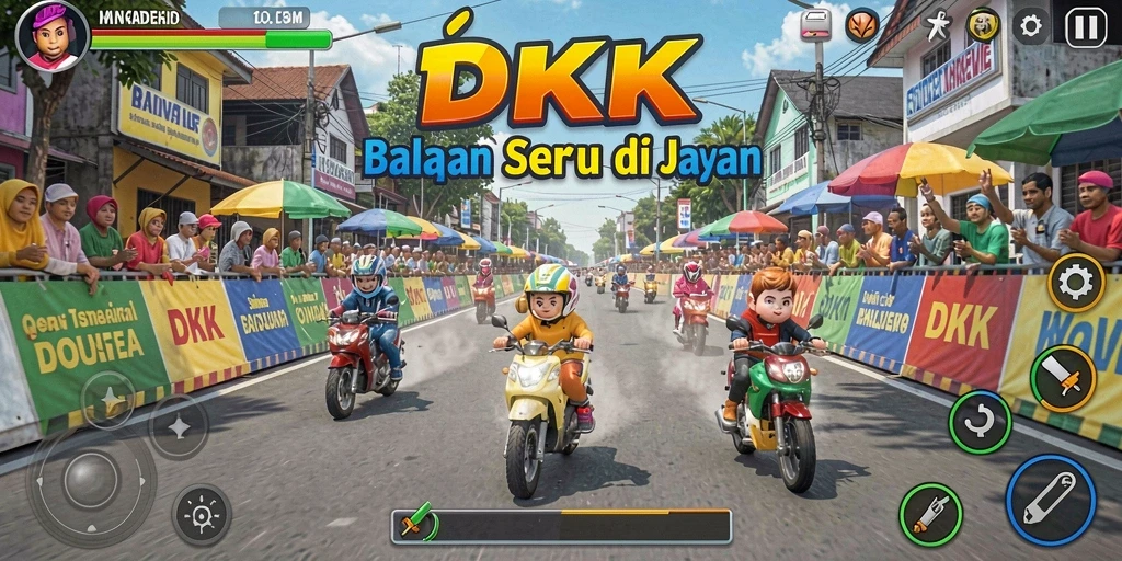 Screenshot DKK menampilkan aksi balap mendebarkan di berbagai trek.