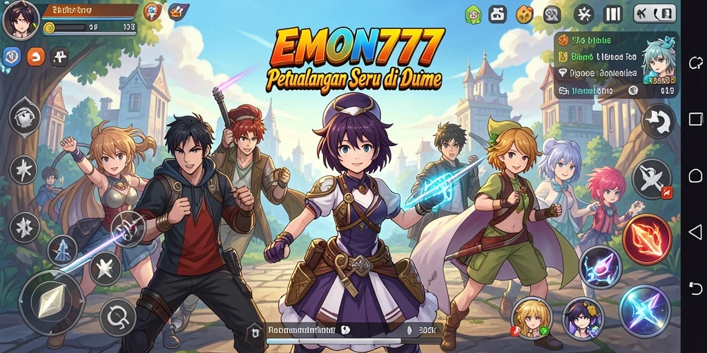 Tampilan gameplay <strong>EMON777</strong> yang menakjubkan dengan karakter anime populer.