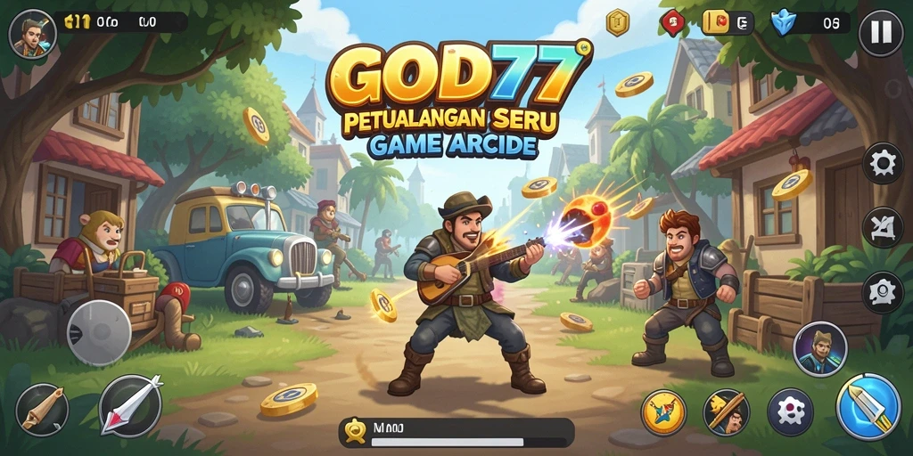 Screenshot gameplay GOD77 menunjukkan aksi seru dalam game Arcade.