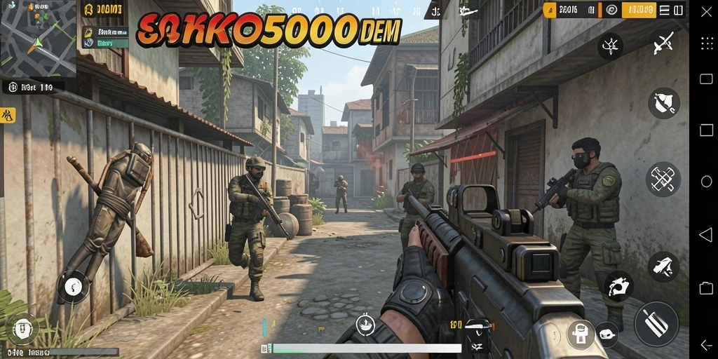 Tangkapan layar gameplay KOKO5000 yang penuh aksi FPS.
