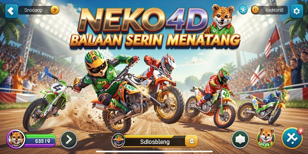 Tampilan gameplay menegangkan di lintasan balap NEKO4D.