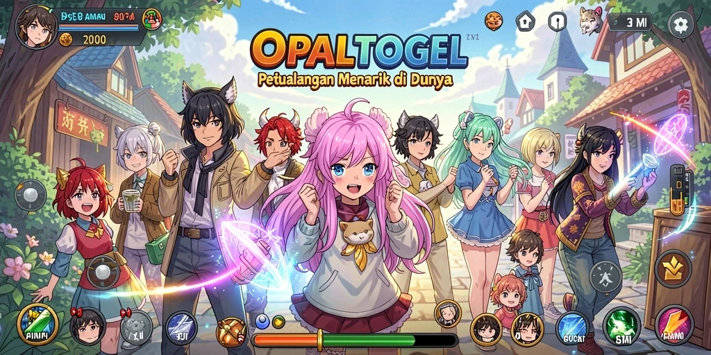 Tampilan gameplay OPALTOGEL yang menarik dalam suasana anime yang ceria.