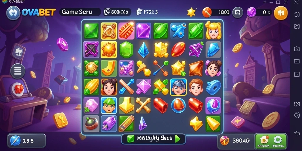 Tangkapan layar game OVABET menampilkan aksi seru dalam permainan Match-3.