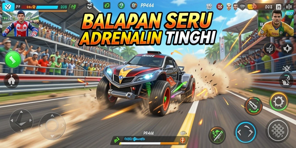 Gameplay Racing PP444 yang penuh aksi dan kecepatan.