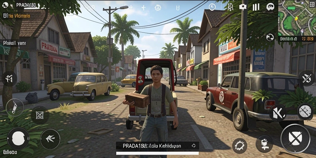Tangkapan layar gameplay <strong>PRADA188</strong> menampilkan dunia simulasi yang kaya dan penuh warna.