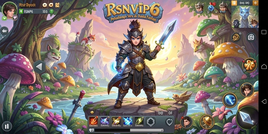 Tangkapan layar utama RSNVIP6 menampilkan aksi gameplay petualangan yang memukau.