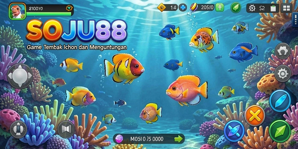 Screenshot gameplay SOJU88 menampilkan aksi menembak ikan yang seru.