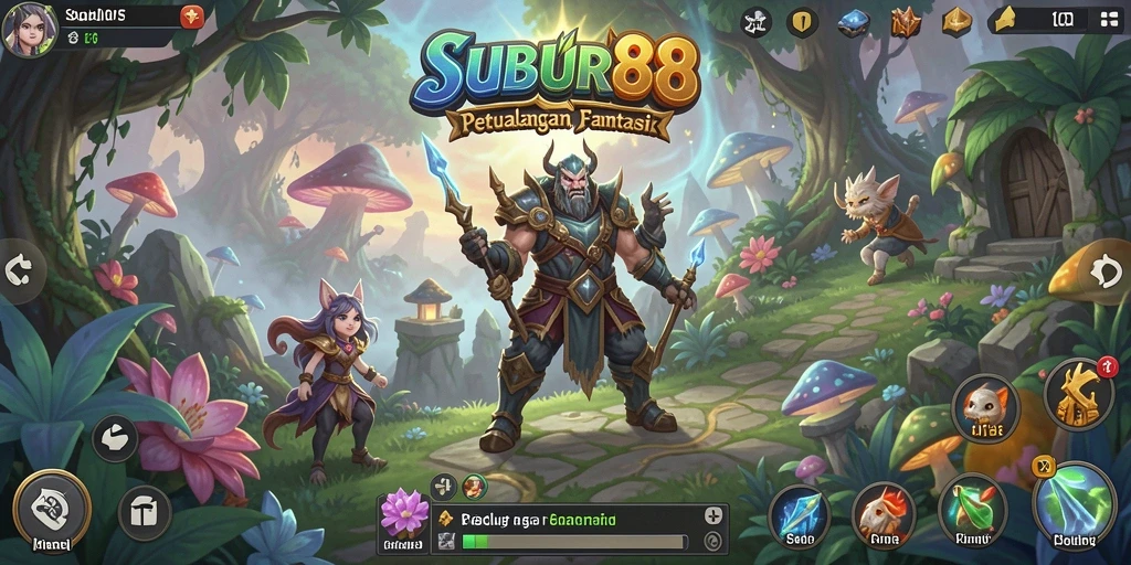 Tampilan gameplay SUBUR88 dengan pertempuran dan karakter yang menarik.