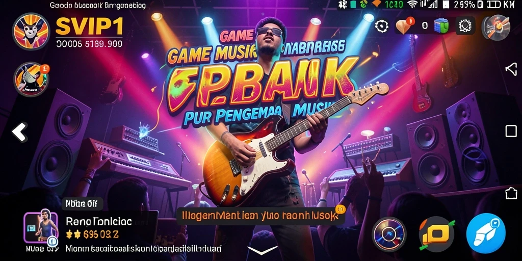 Screenshot gameplay SVIP1 menunjukkan pengalaman musik yang seru.