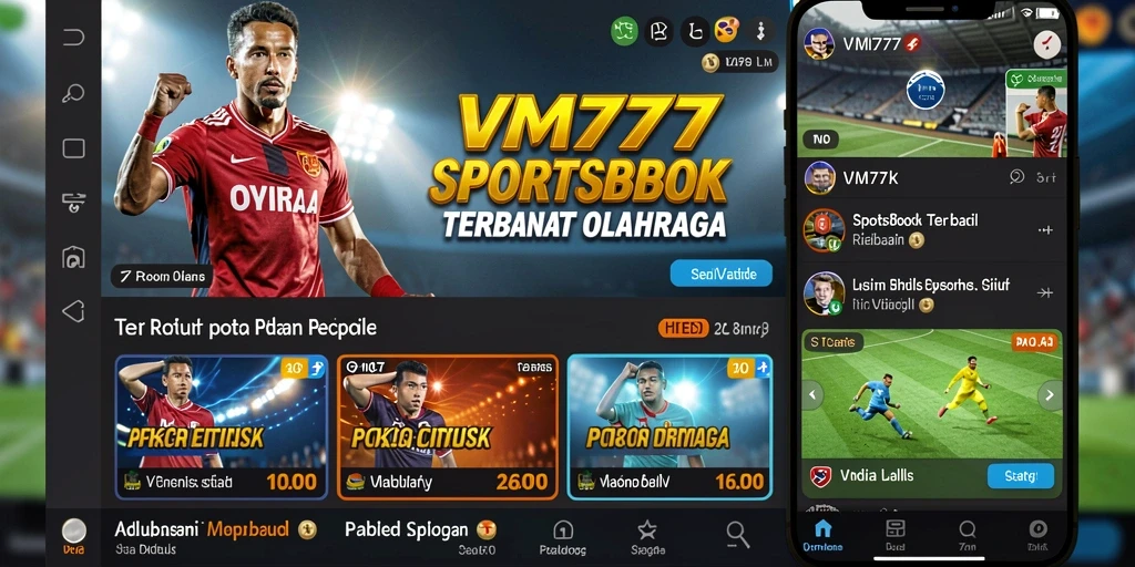 Tampilan utama VM777 dengan berbagai pilihan taruhan olahraga.