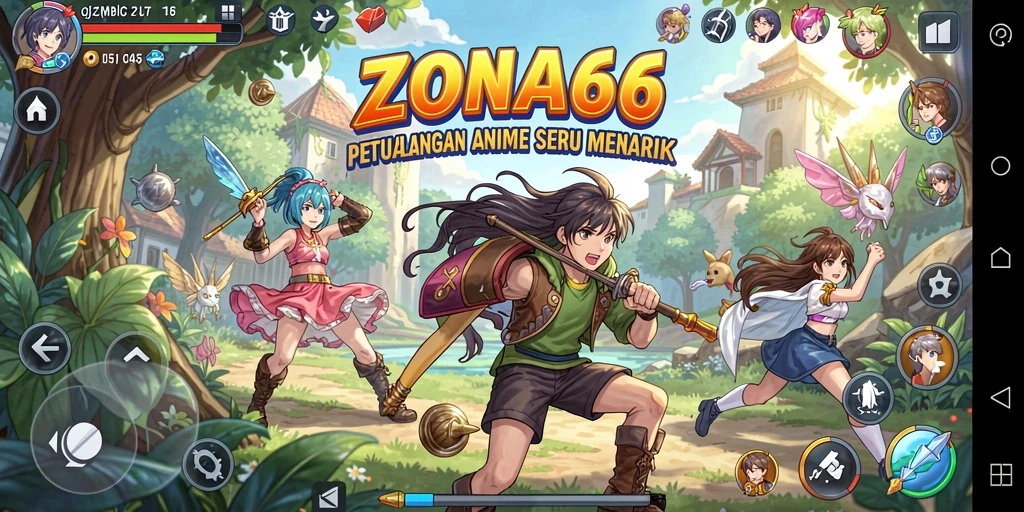 Gameplay ZONA66 dengan karakter Anime yang menarik dan penuh petualangan.